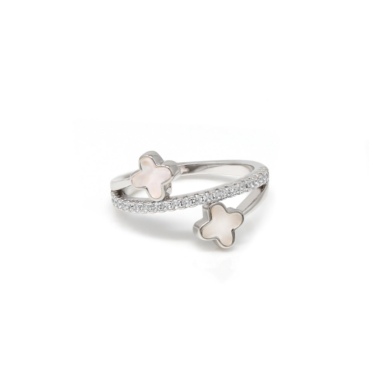 Luck Ring Stainless Steel Silver & Faux Pearl | Say It With Diamonds