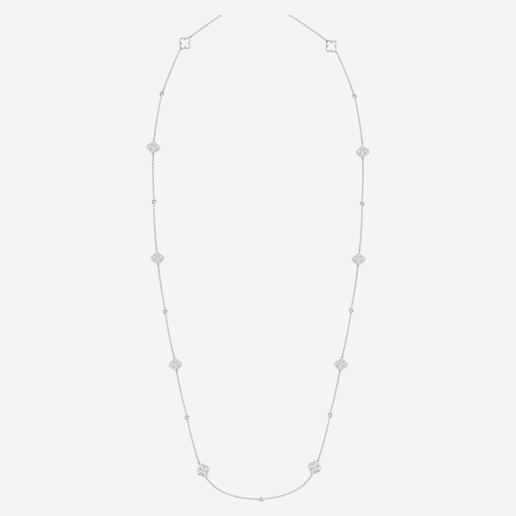 Diamond Clover Fancy Wrap Necklace - 18ct White Gold