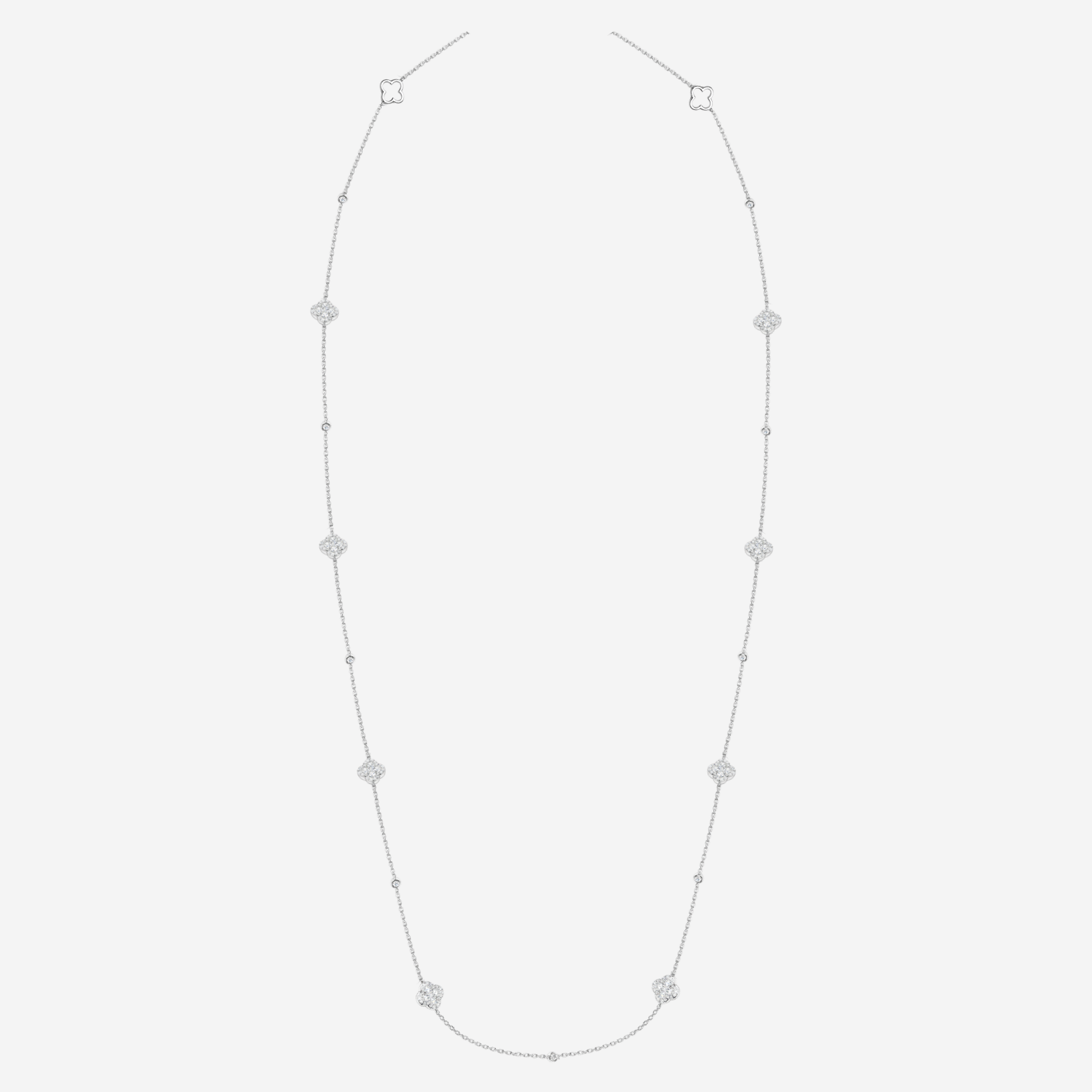 Diamond Clover Fancy Wrap Necklace - 18ct White Gold