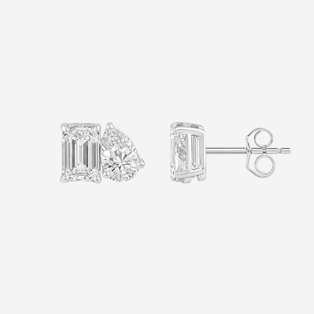 2.00ct Lab Grown Diamond Toi Et Moi Earrings - 18ct White Gold