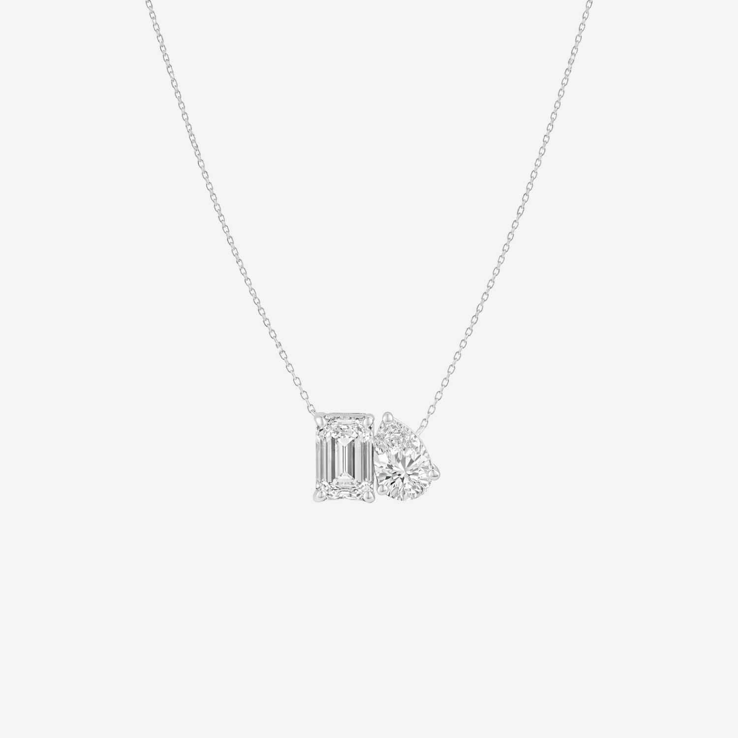 2.00ct Lab Grown Diamond Toi Et Moi Necklace - 18ct White Gold