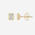 2.00ct Lab Grown Diamond Bezel Set Emerald Earrings - 18ct Gold