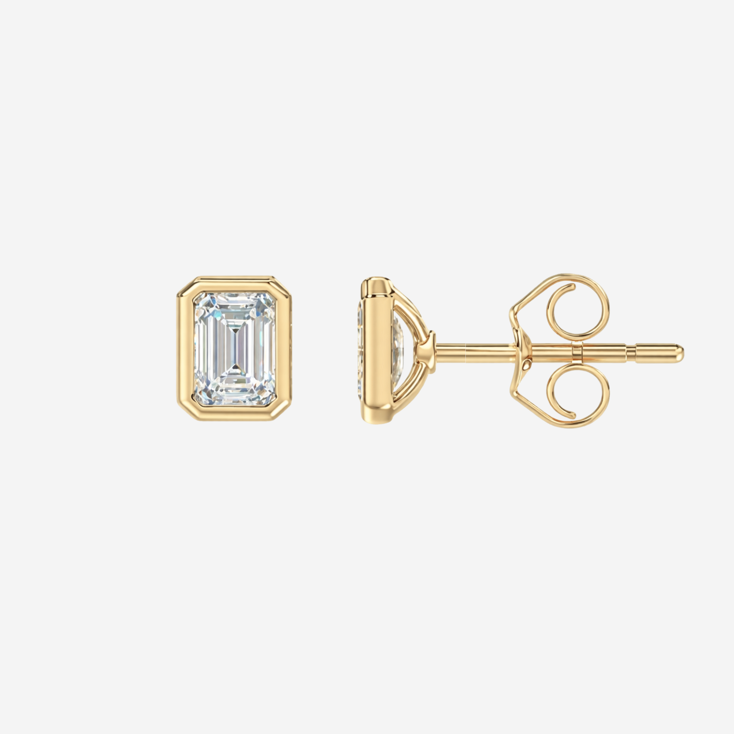 2.00ct Lab Grown Diamond Bezel Set Emerald Earrings - 18ct Gold
