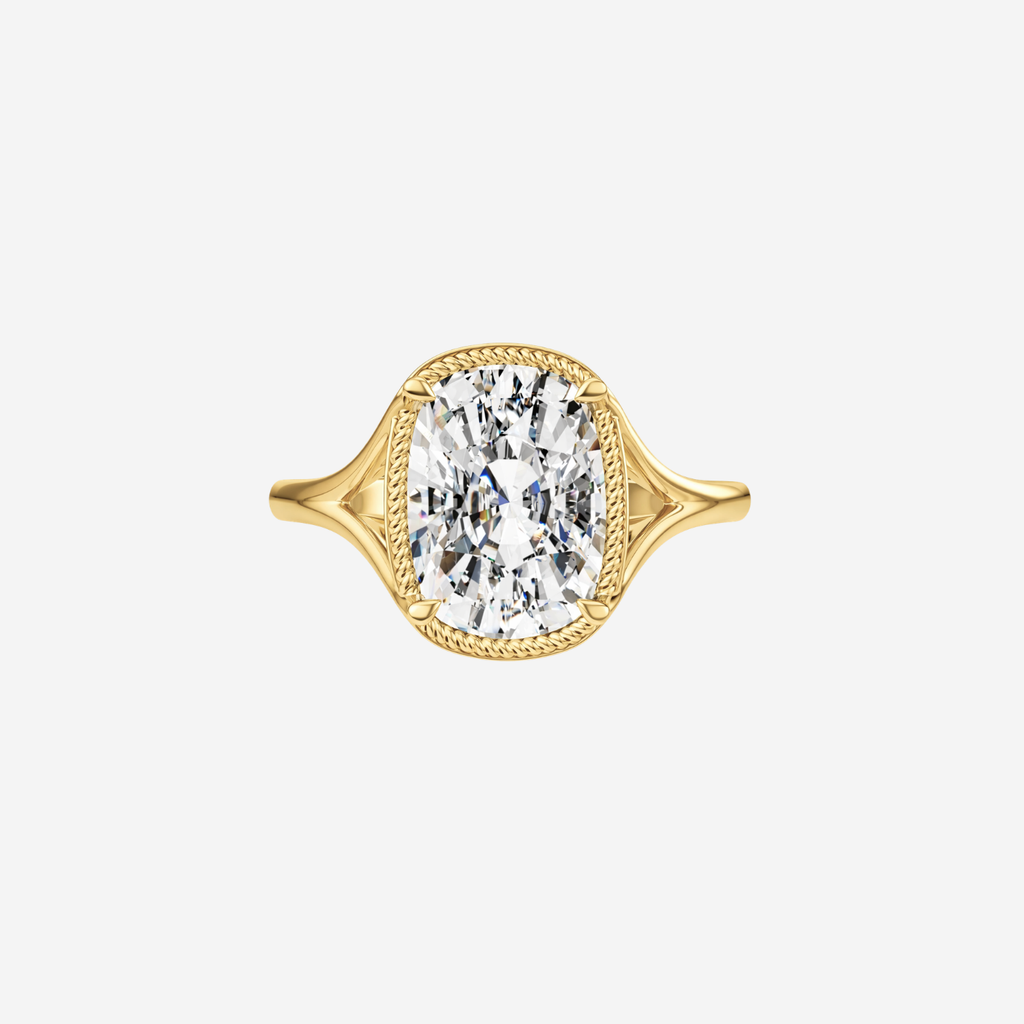 3.00ct Old Mine Cut Lab Grown Bezel Set Diamond Ring - 18ct Yellow Gold