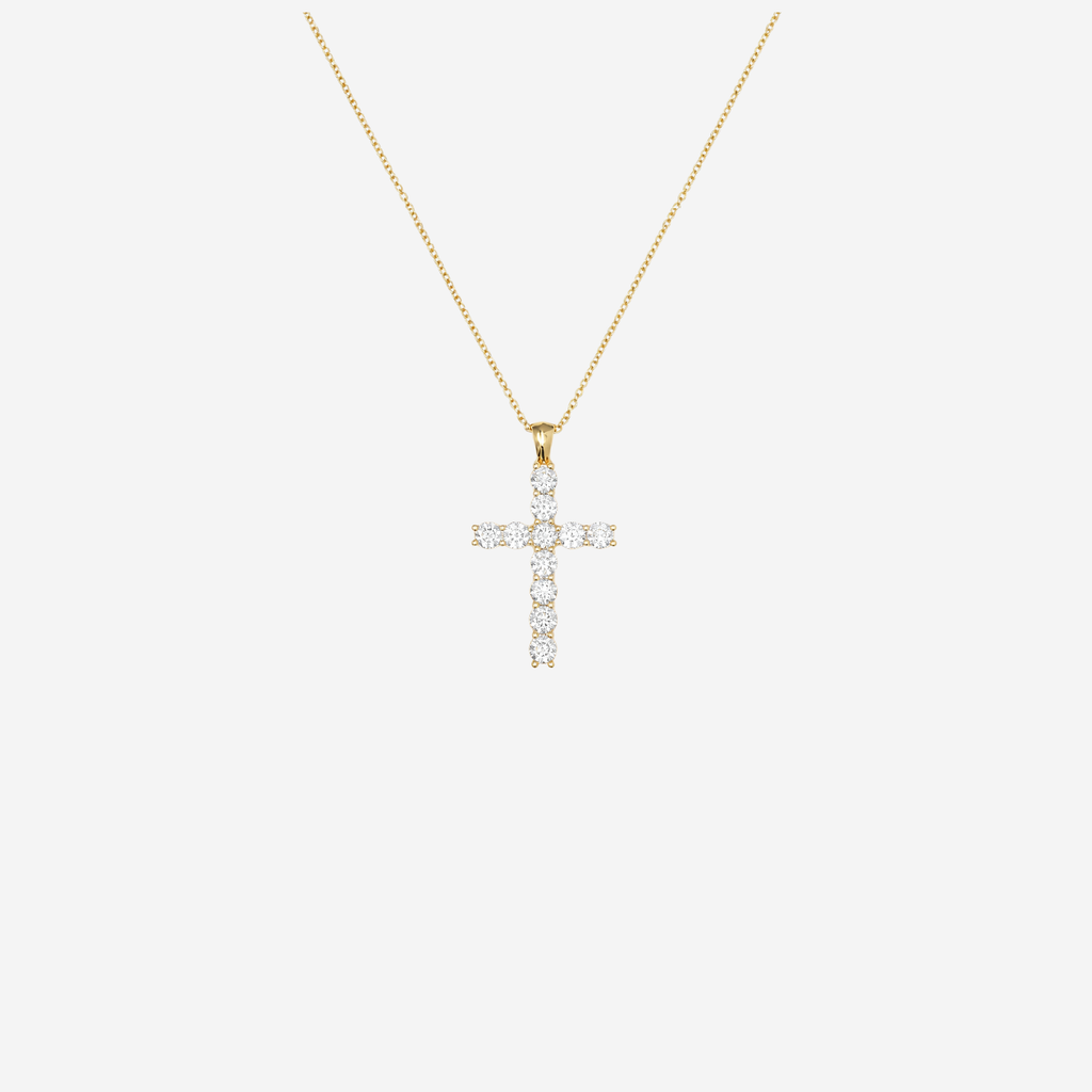 1ct Lab Grown Diamond Cross Necklace - 9ct Yellow Gold