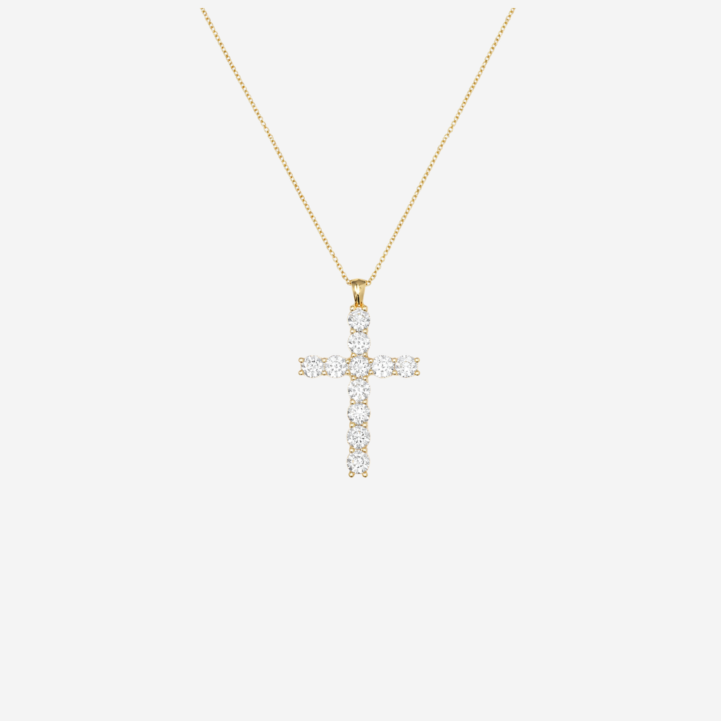 2ct Lab Grown Diamond Cross Necklace - 9ct Yellow Gold