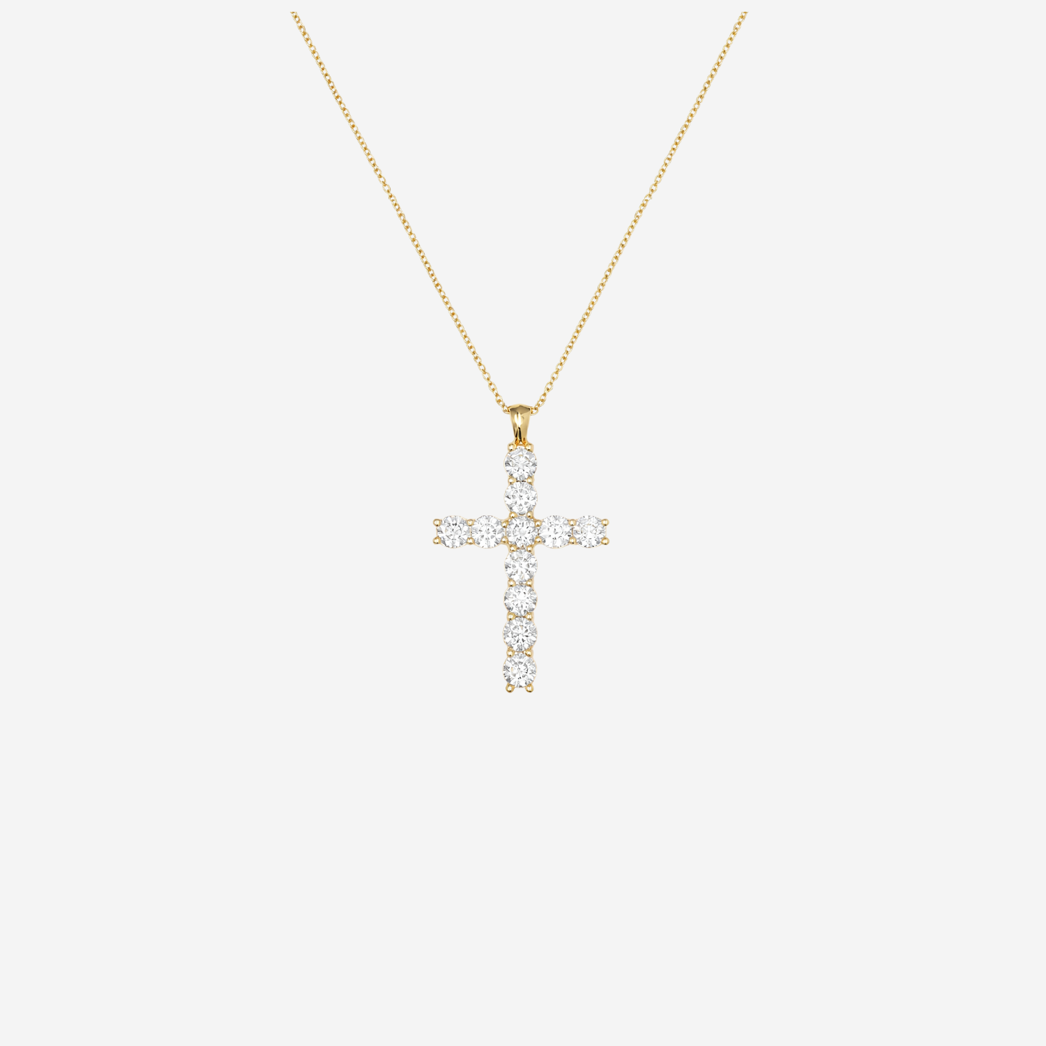2ct Lab Grown Diamond Cross Necklace - 9ct Yellow Gold