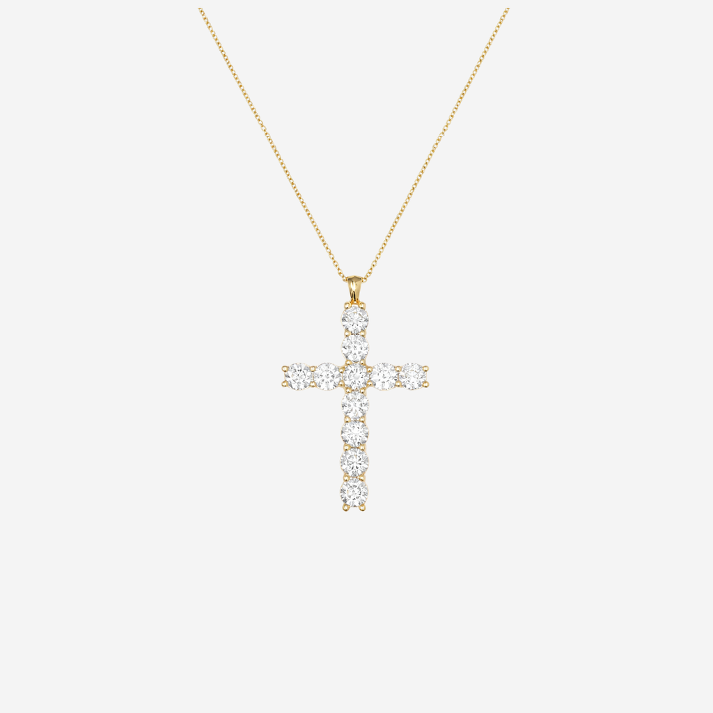 4ct Lab Grown Diamond Cross Necklace - 9ct Yellow Gold