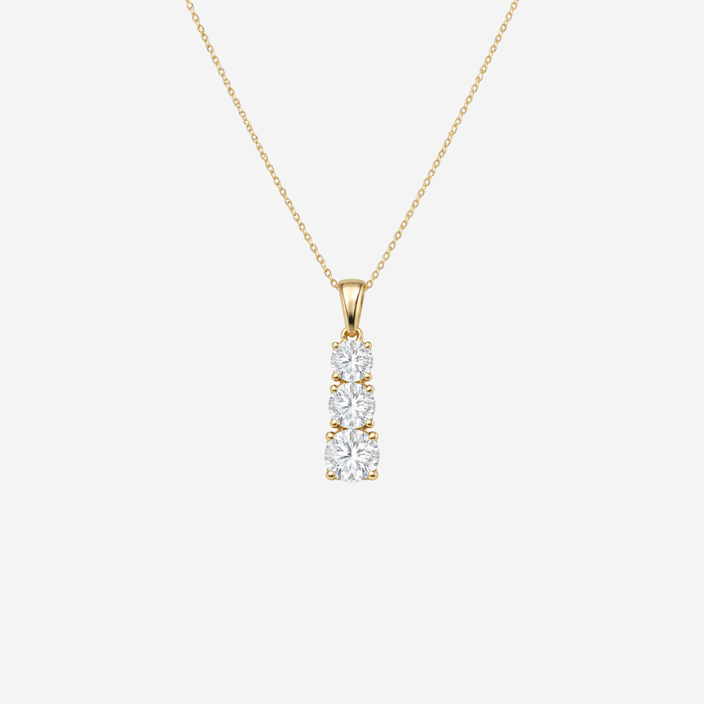 1.00ct Lab Grown Diamond Trilogy Drop Necklace - 9ct Gold
