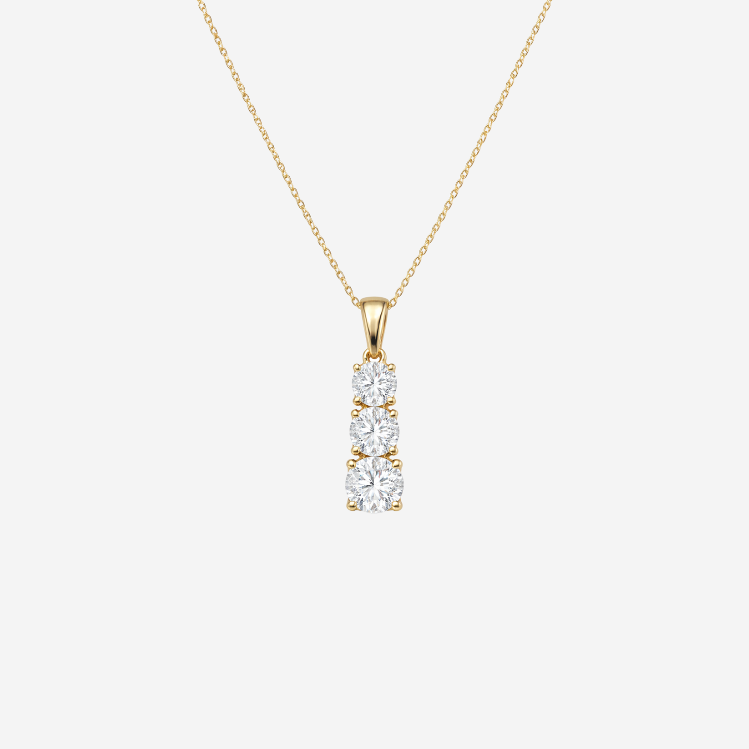 1.00ct Lab Grown Diamond Trilogy Drop Necklace - 9ct Gold