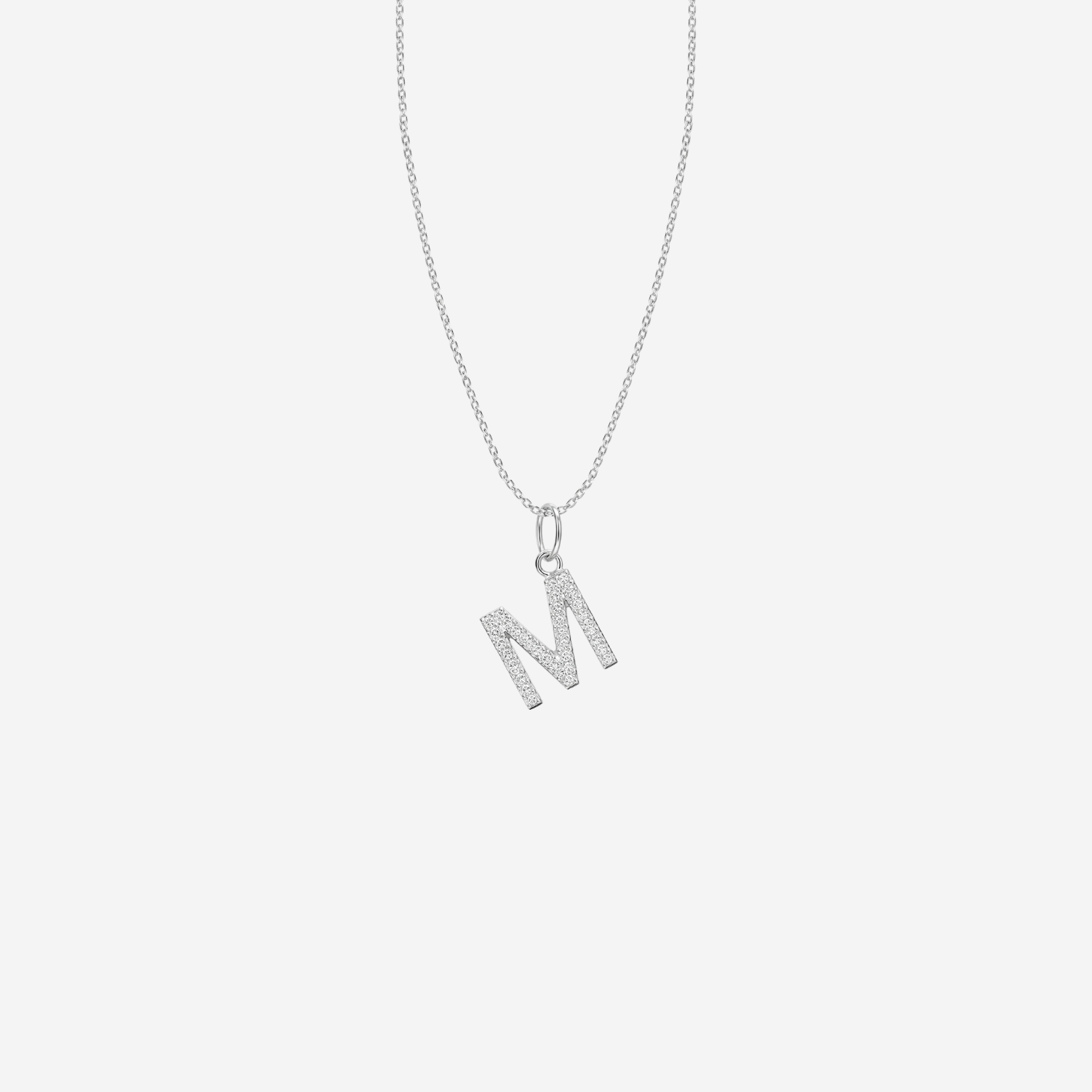 Dainty Block Diamond Initial Necklace - 18ct Gold