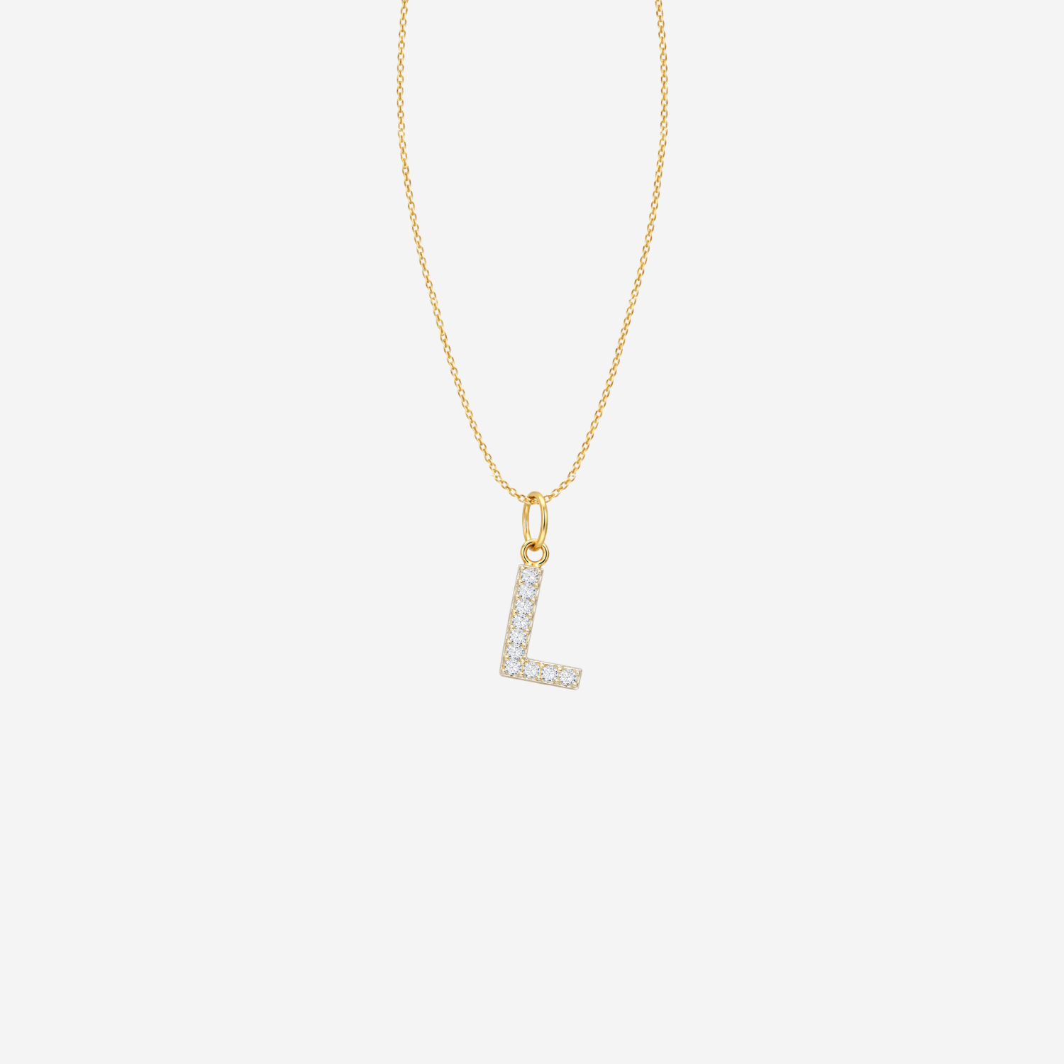 Dainty Block Diamond Initial Necklace - 18ct Gold