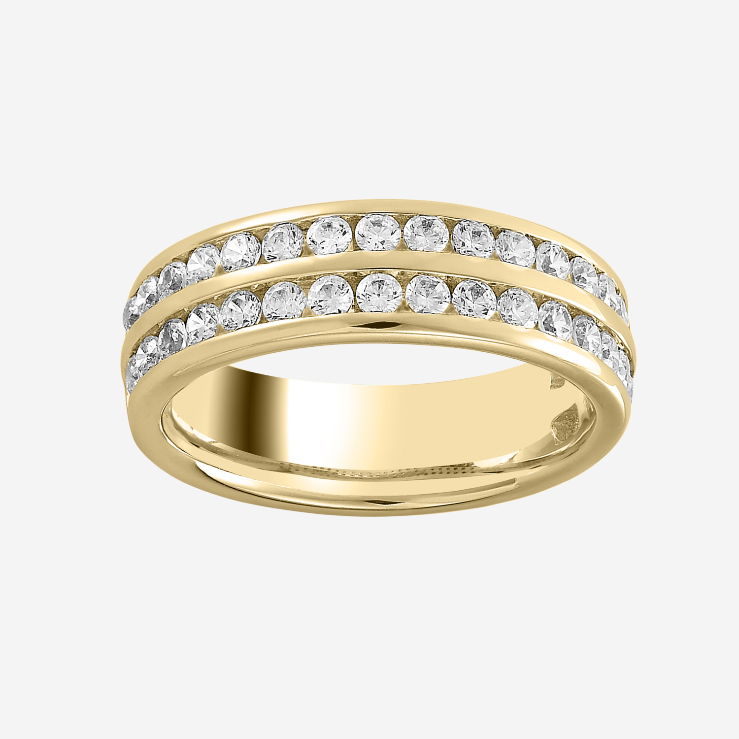 Brilliant Cut Double Row Diamond Channel Set Band