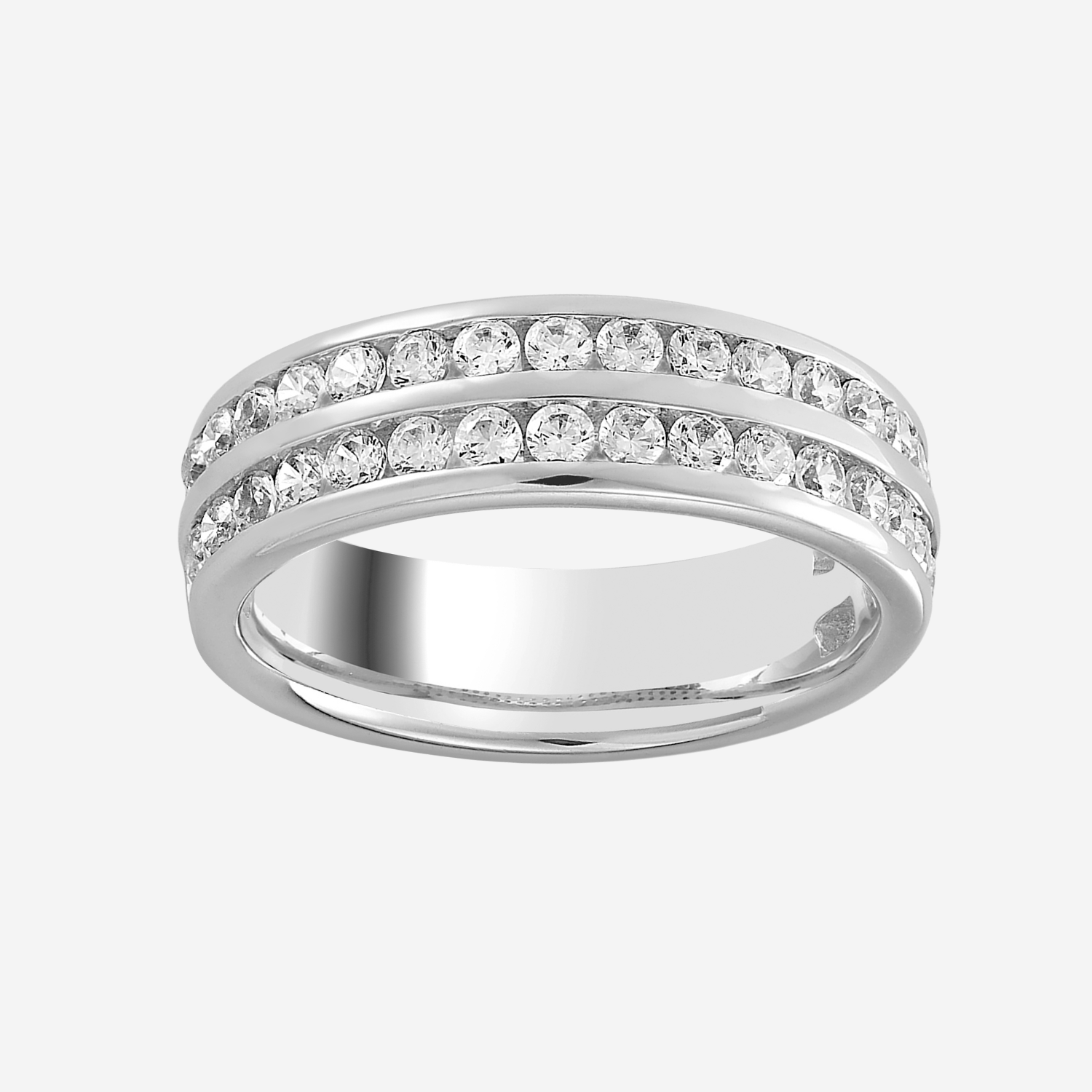 Brilliant Cut Double Row Diamond Channel Set Band