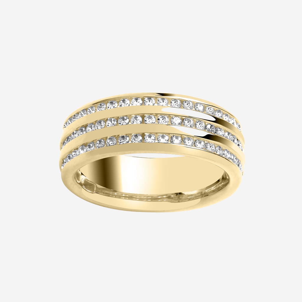 Brilliant Cut Triple Row Diamond Channel Set Band
