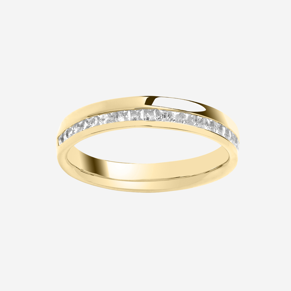 Princess Cut Diamond Edge Channel Set Wedding Band