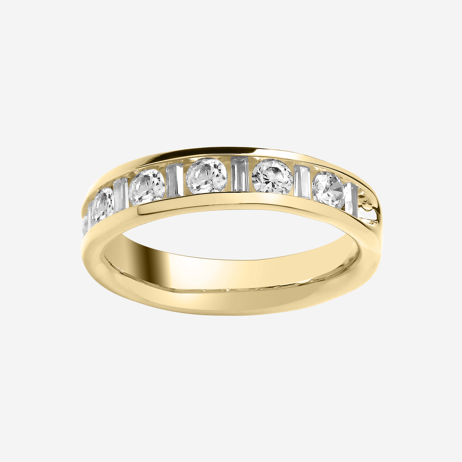 Baguette & Brilliant Cut Diamond Channel Set Wedding Band