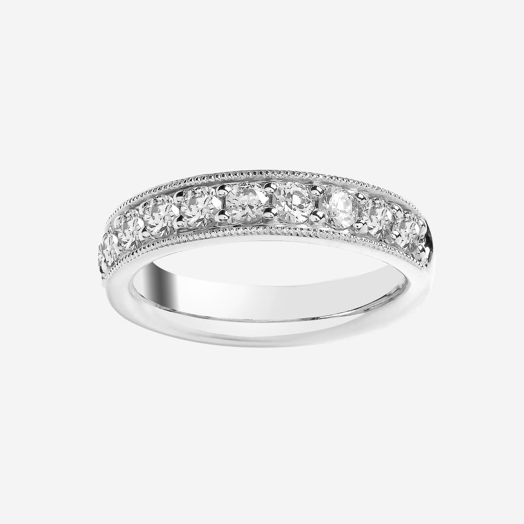 Brilliant Cut Diamond Milgrain Detail Claw Set Wedding Band