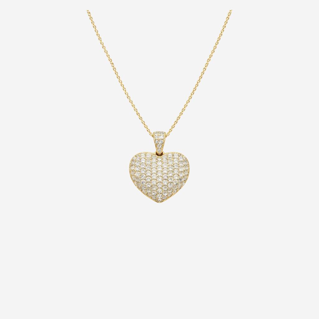 Diamond Pave Heart Pendant Necklace - 9ct Gold