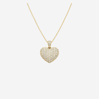 Diamond Pave Heart Pendant Necklace - 9ct Gold