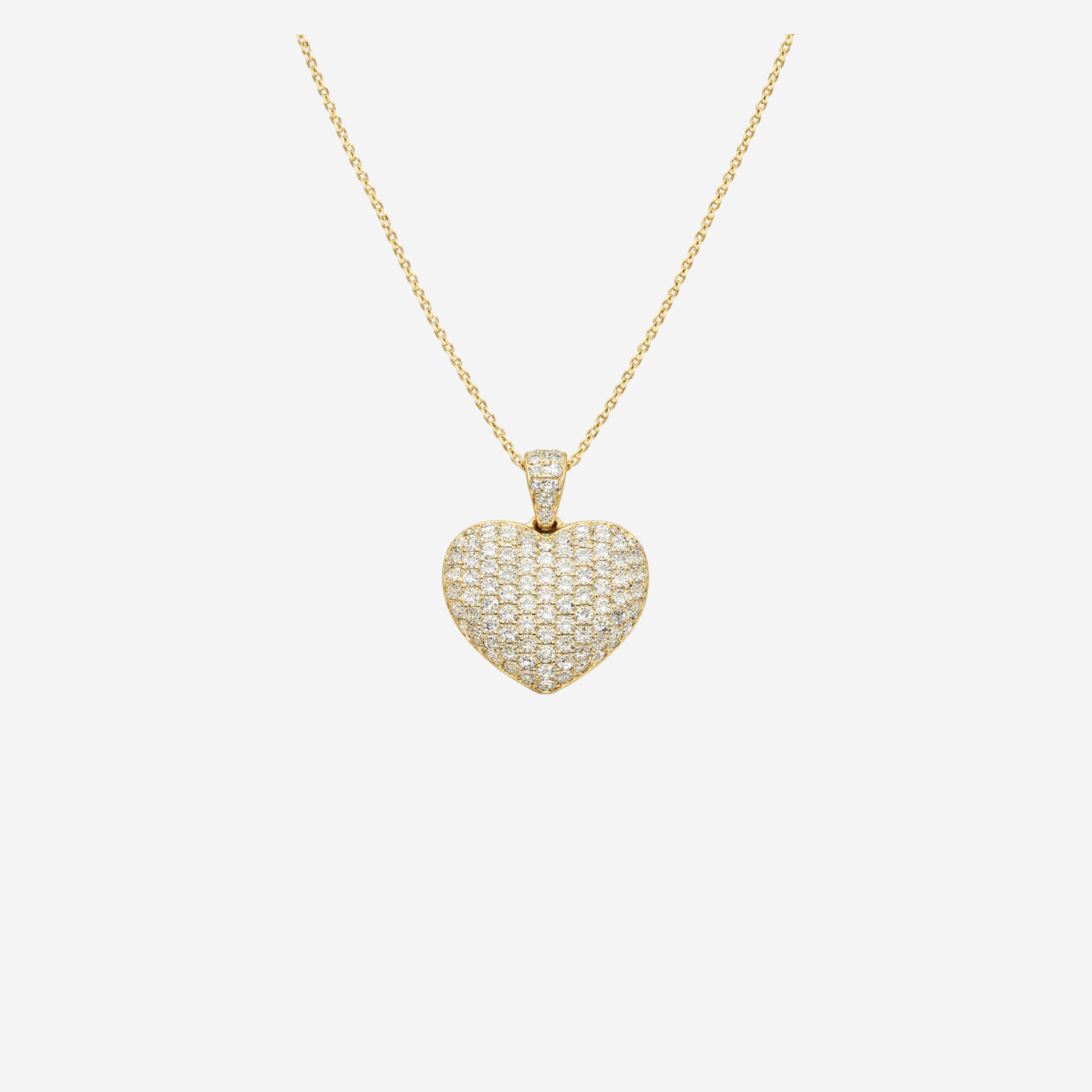 Diamond Pave Heart Pendant Necklace - 9ct Gold