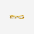 Diamond Cross Over Kiss Ring - 9ct Yellow Gold