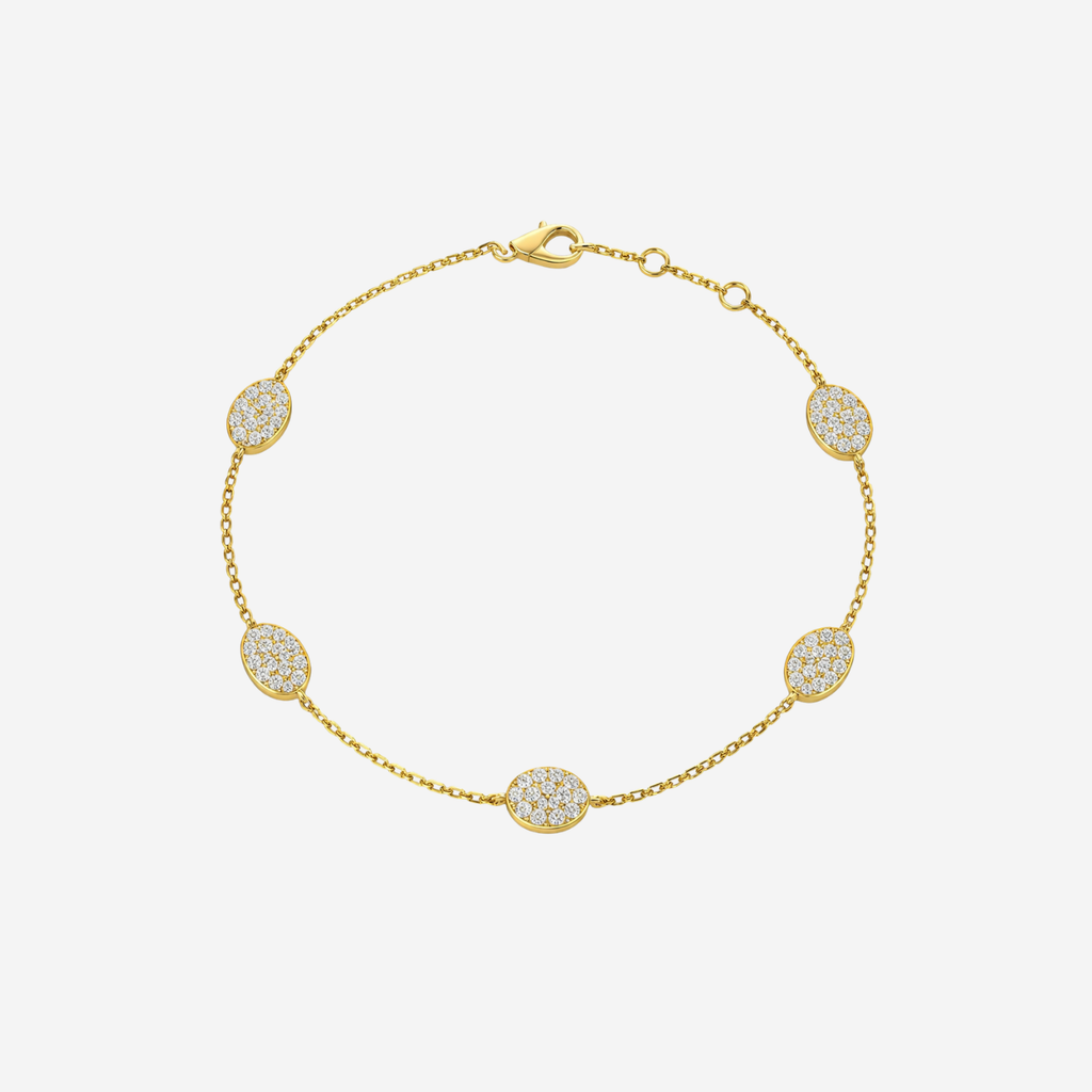 Dainty Oval Diamond Chain Bracelet - 9ct Yellow Gold