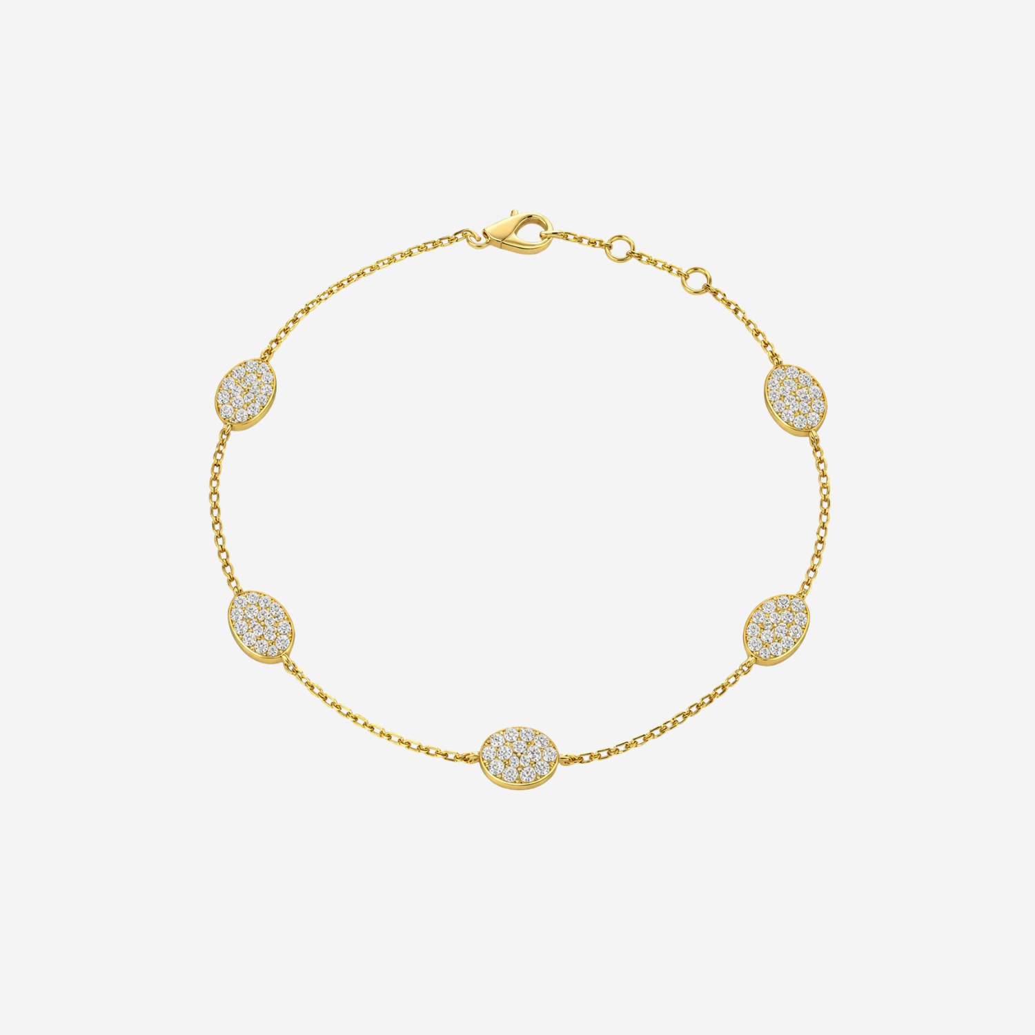 Dainty Oval Diamond Chain Bracelet - 9ct Yellow Gold