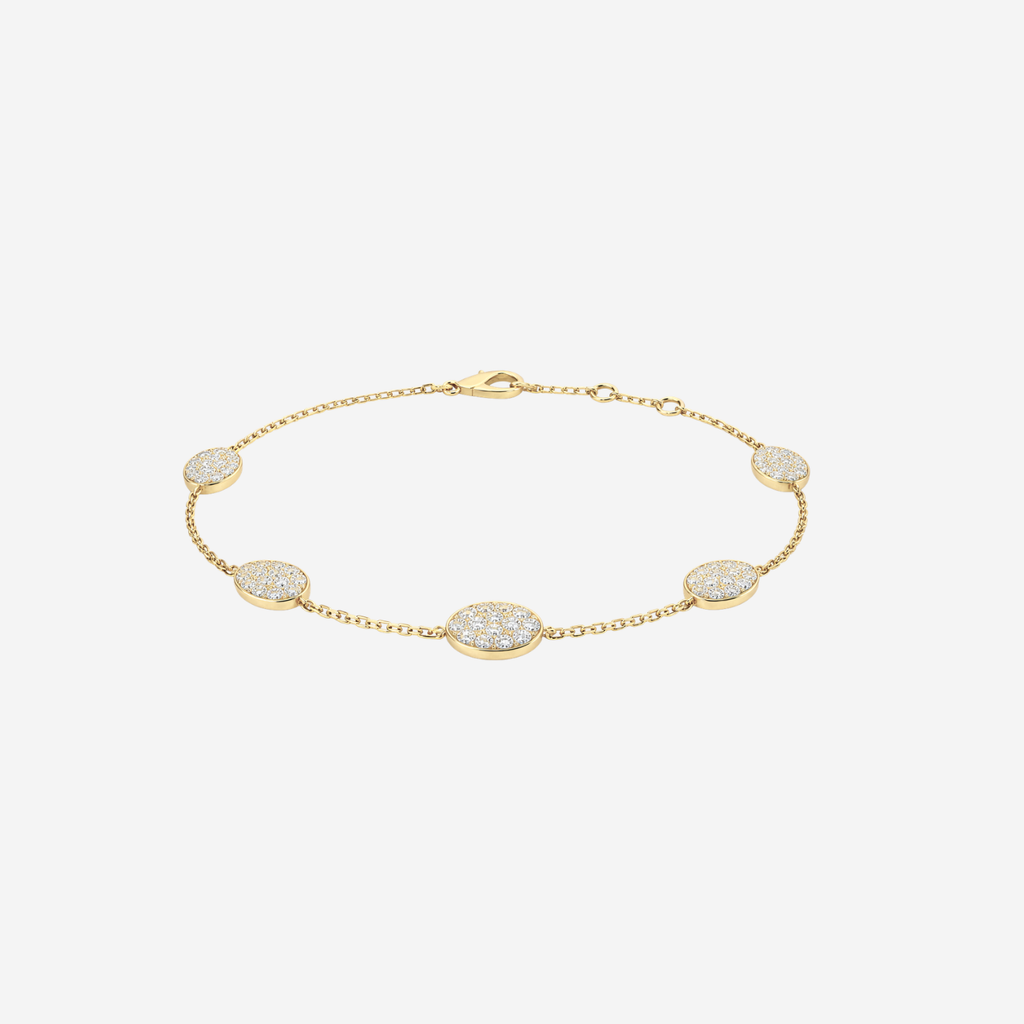 Dainty Oval Diamond Chain Bracelet - 9ct Yellow Gold