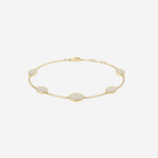 Dainty Oval Diamond Chain Bracelet - 9ct Yellow Gold