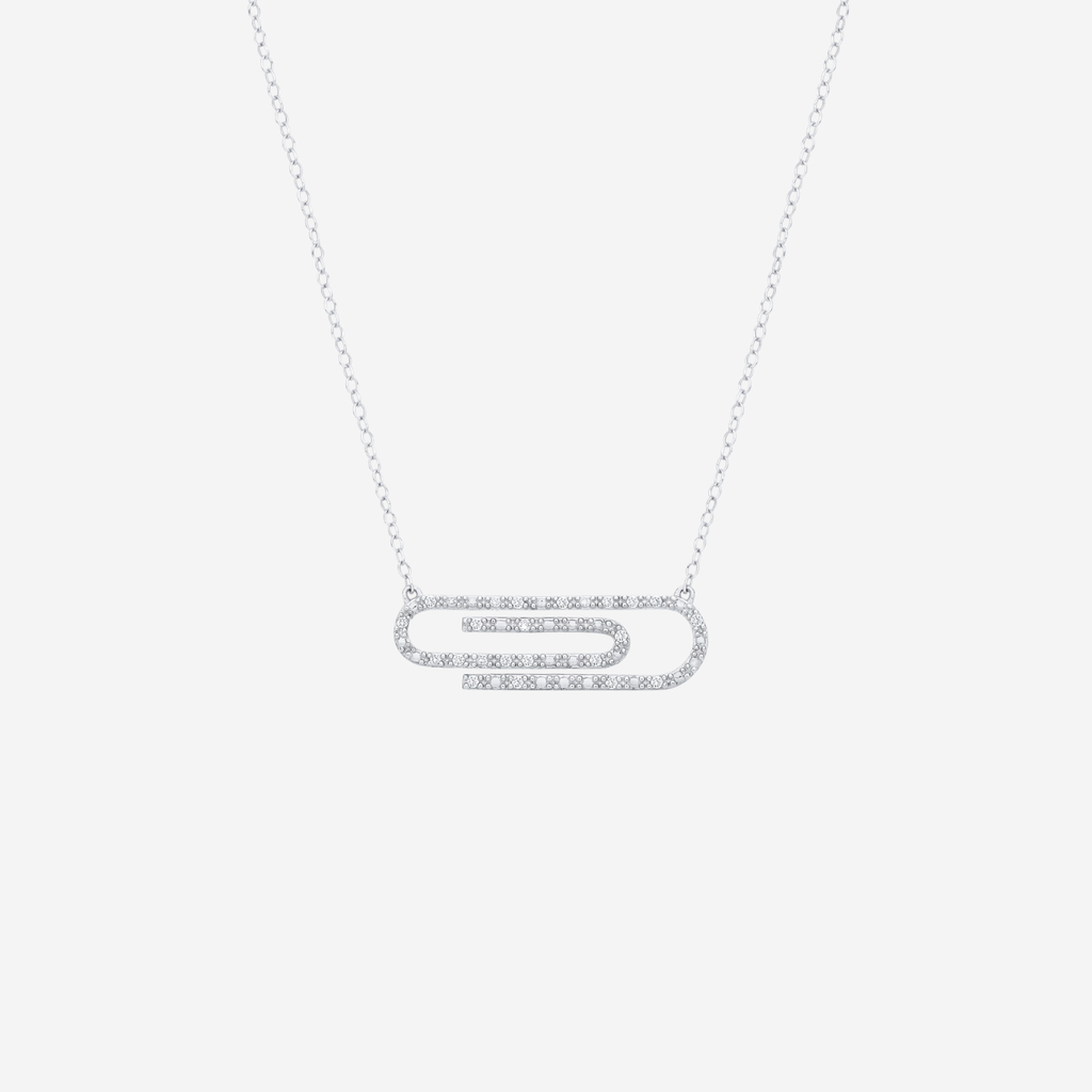 Diamond Paper Clip Necklace - 9ct Gold