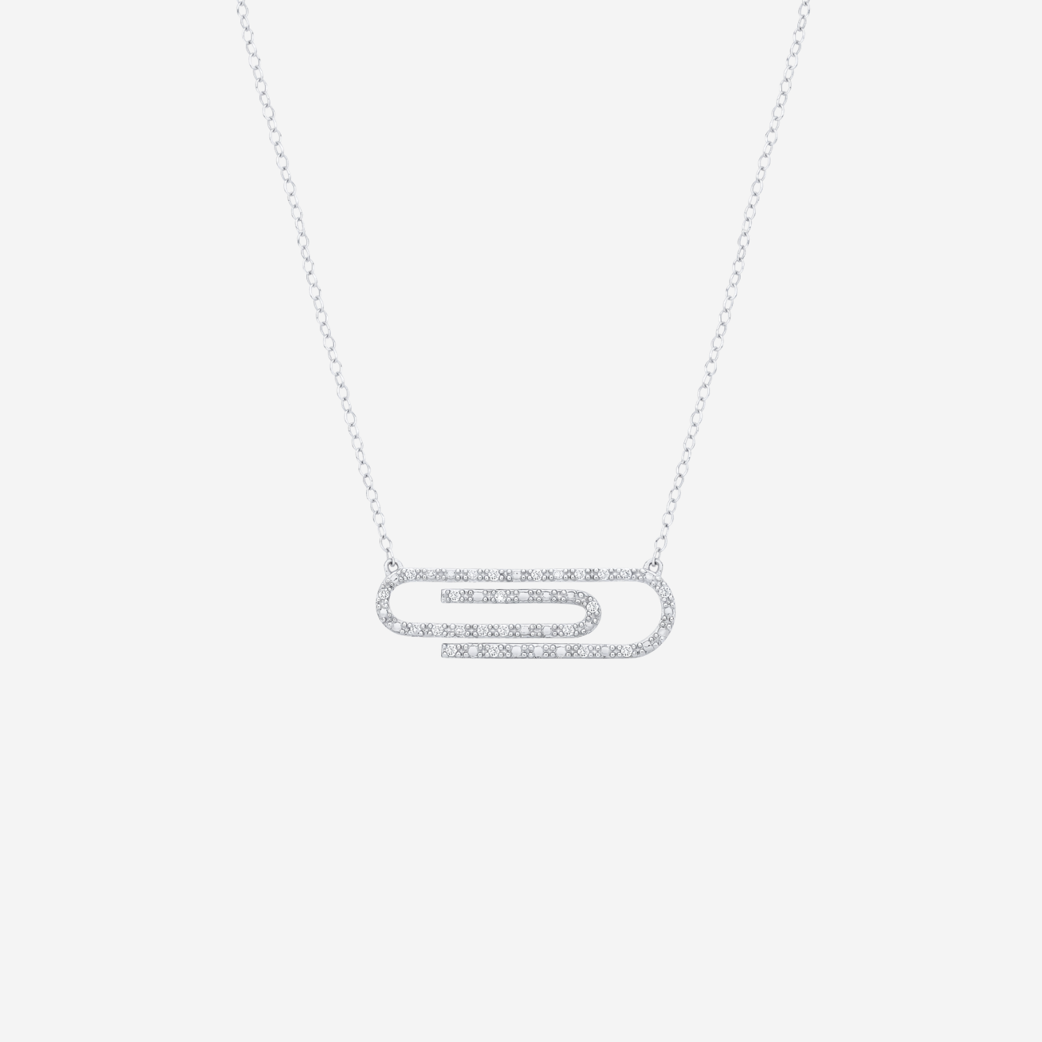 Diamond Paper Clip Necklace - 9ct Gold