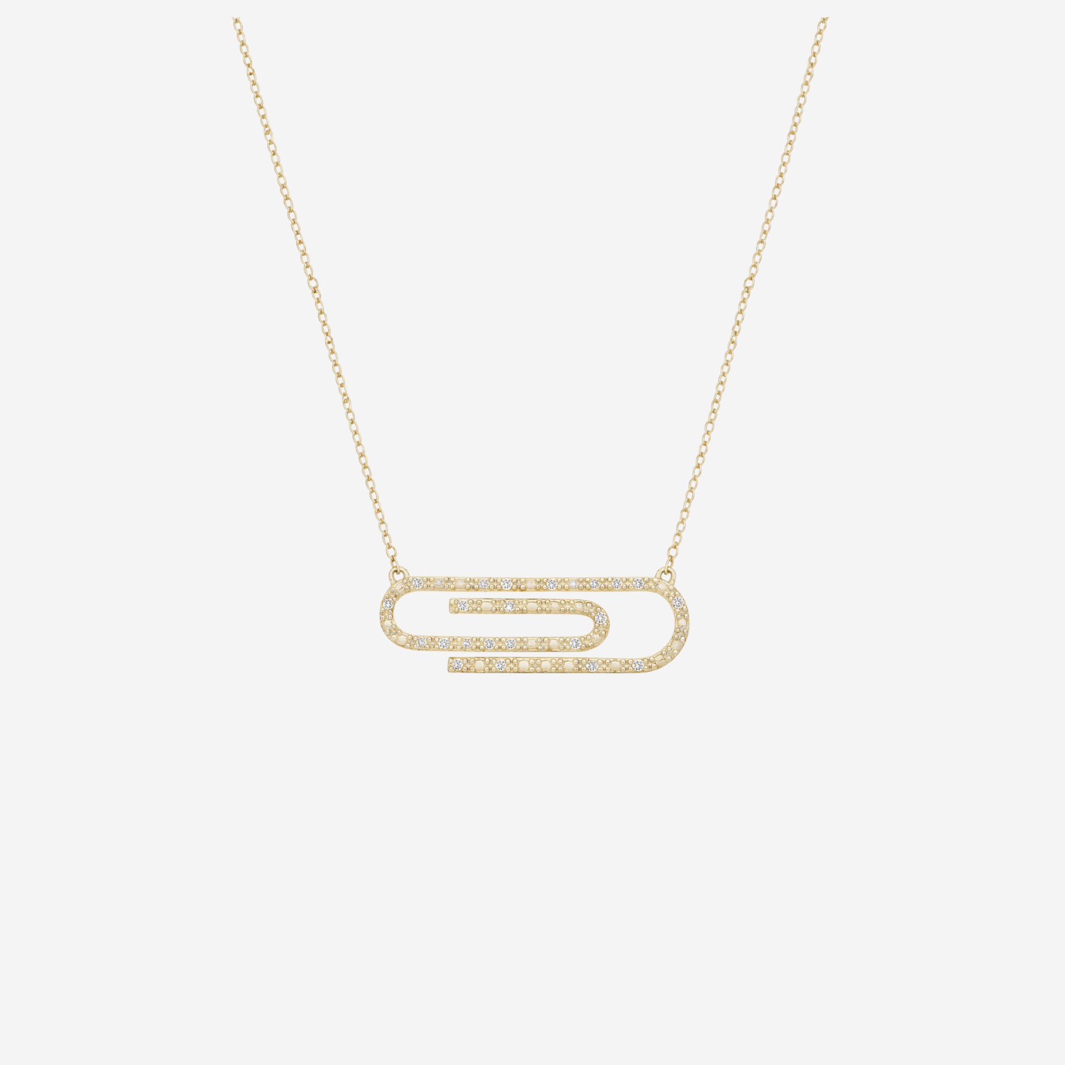 Diamond Paper Clip Necklace - 9ct Gold