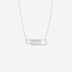 Three Stone Diamond Paper Clip Necklace - 9ct Gold