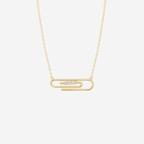 Three Stone Diamond Paper Clip Necklace - 9ct Gold