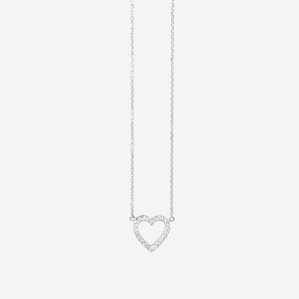 Dainty Diamond Heart Necklace - 9ct Gold