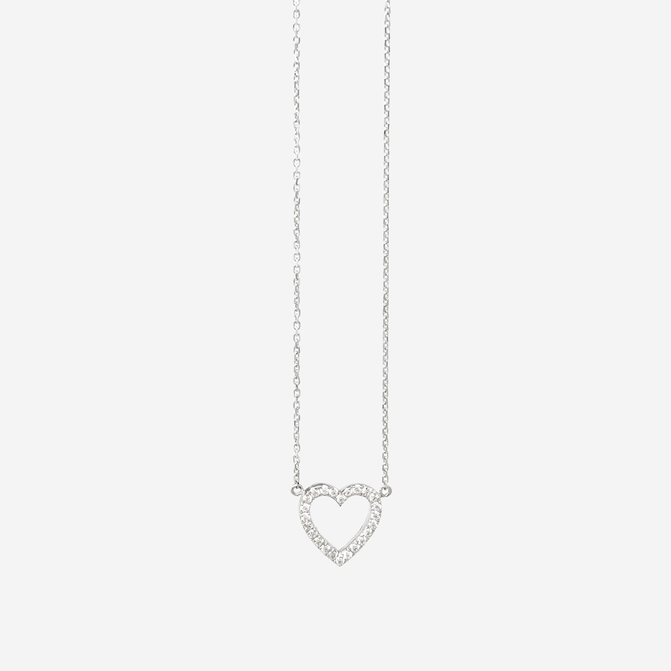 Dainty Diamond Heart Necklace - 9ct White Gold