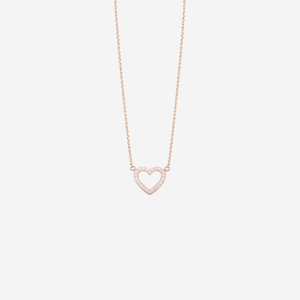 Dainty Diamond Heart Necklace - 9ct Gold