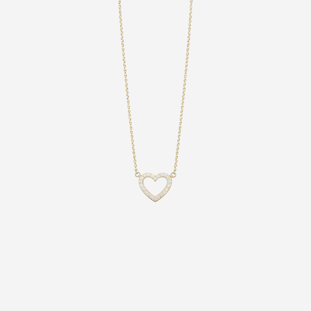 Dainty Diamond Heart Necklace - 9ct Gold