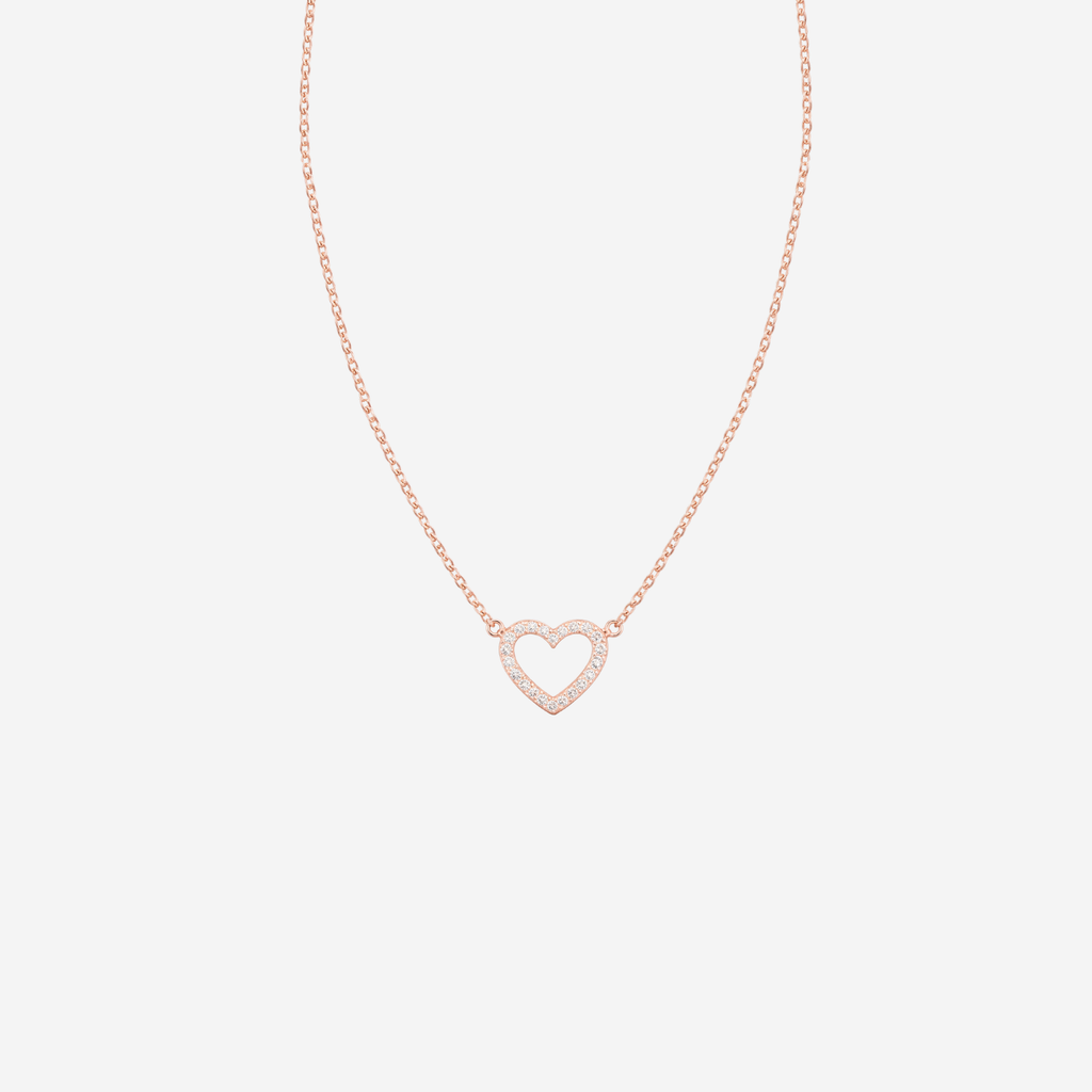 Dainty Diamond Heart Necklace - 9ct Gold