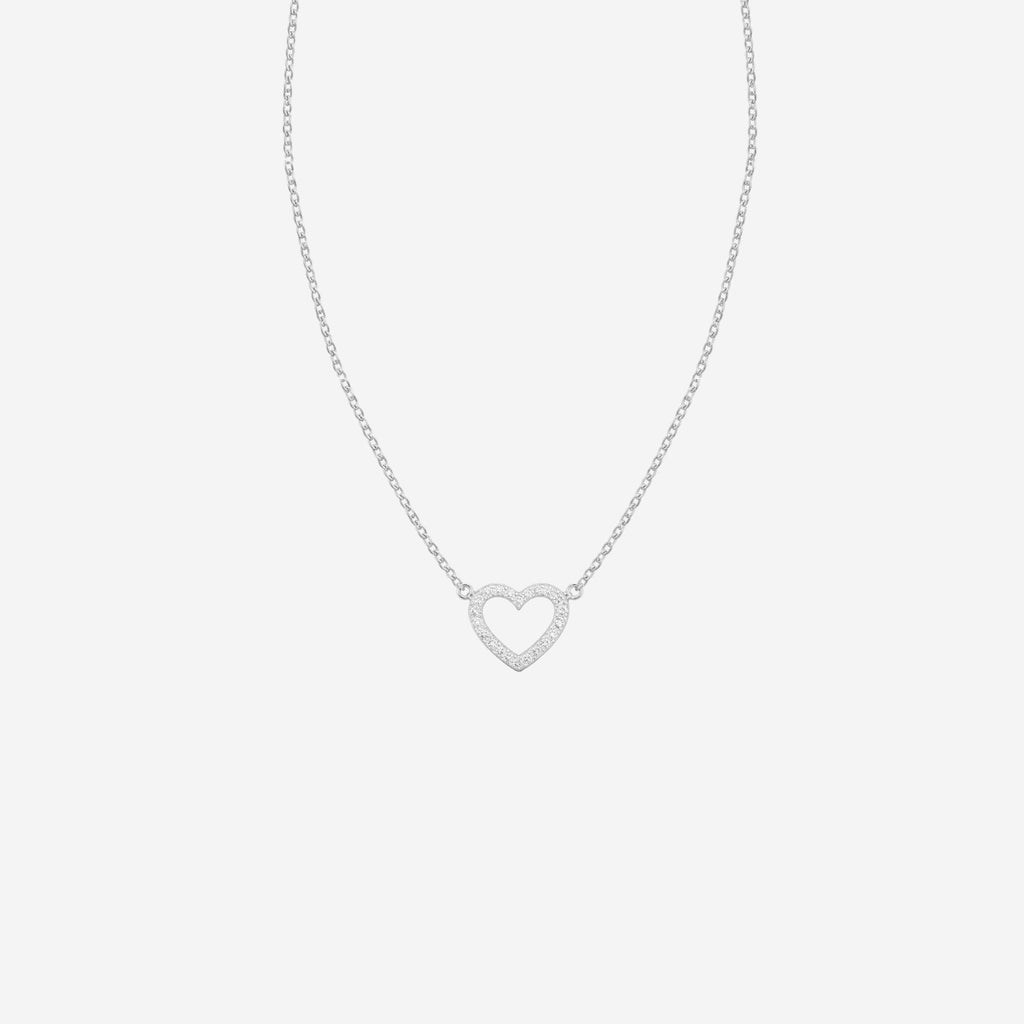 Dainty Diamond Heart Necklace - 9ct Gold