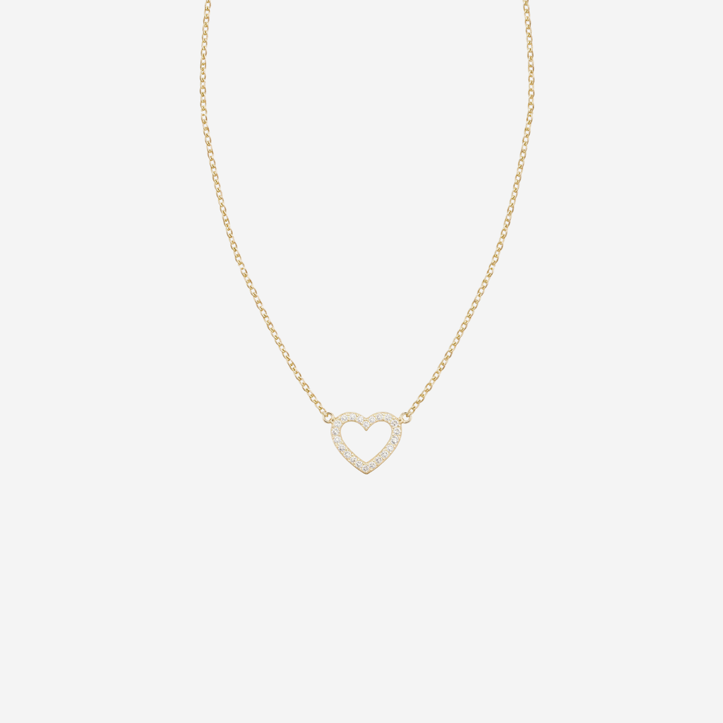 Dainty Diamond Heart Necklace - 9ct Gold
