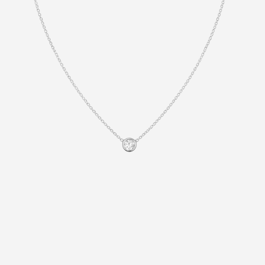 0.50ct Lab Grown Bezel Set Pendant Necklace - 9ct White Gold