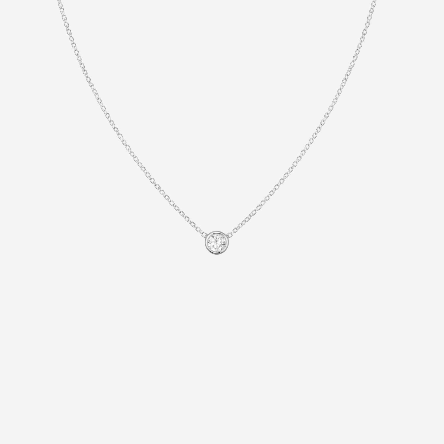 0.50ct Lab Grown Bezel Set Pendant Necklace - 9ct White Gold