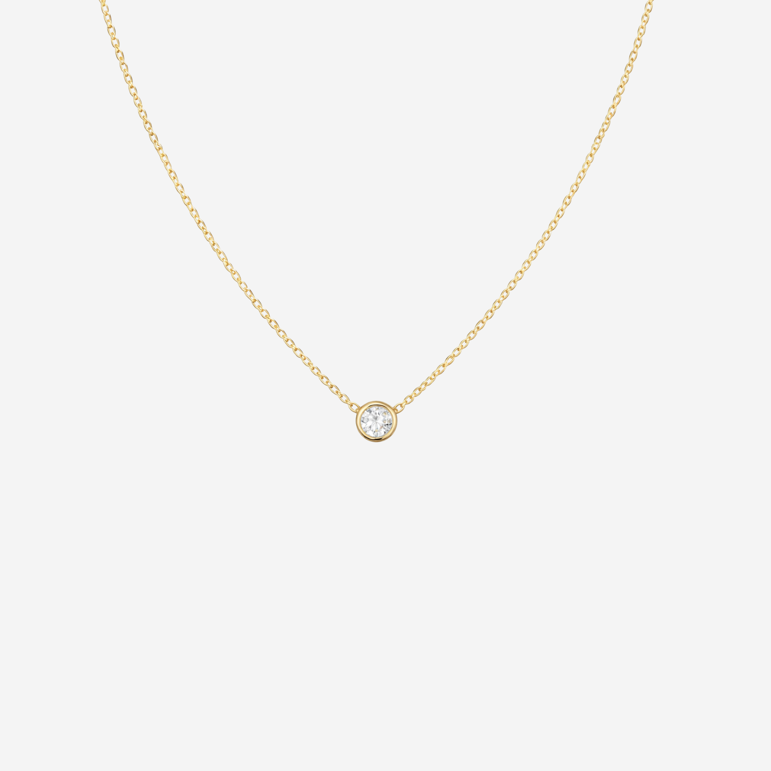0.50ct Lab Grown Bezel Set Pendant Necklace - 9ct Yellow Gold