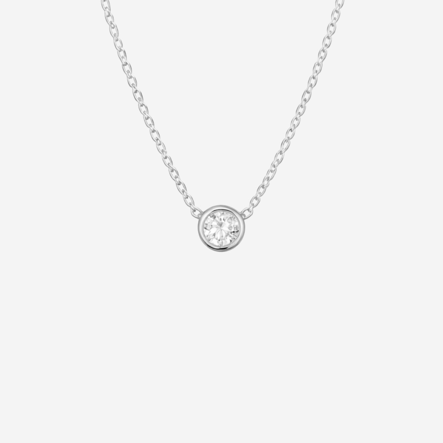 0.50ct Lab Grown Bezel Set Pendant Necklace - 9ct White Gold