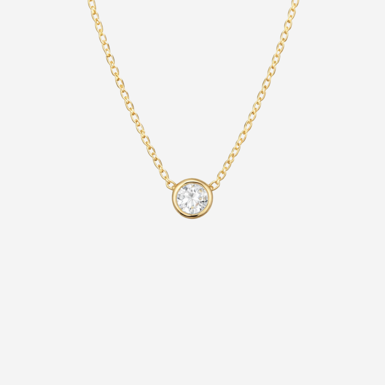 0.50ct Lab Grown Bezel Set Pendant Necklace - 9ct Yellow Gold