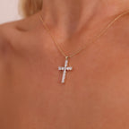 1ct Lab Grown Diamond Cross Necklace - 9ct Yellow Gold