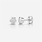 Bezel Set Round Diamond Earrings - 9ct Gold