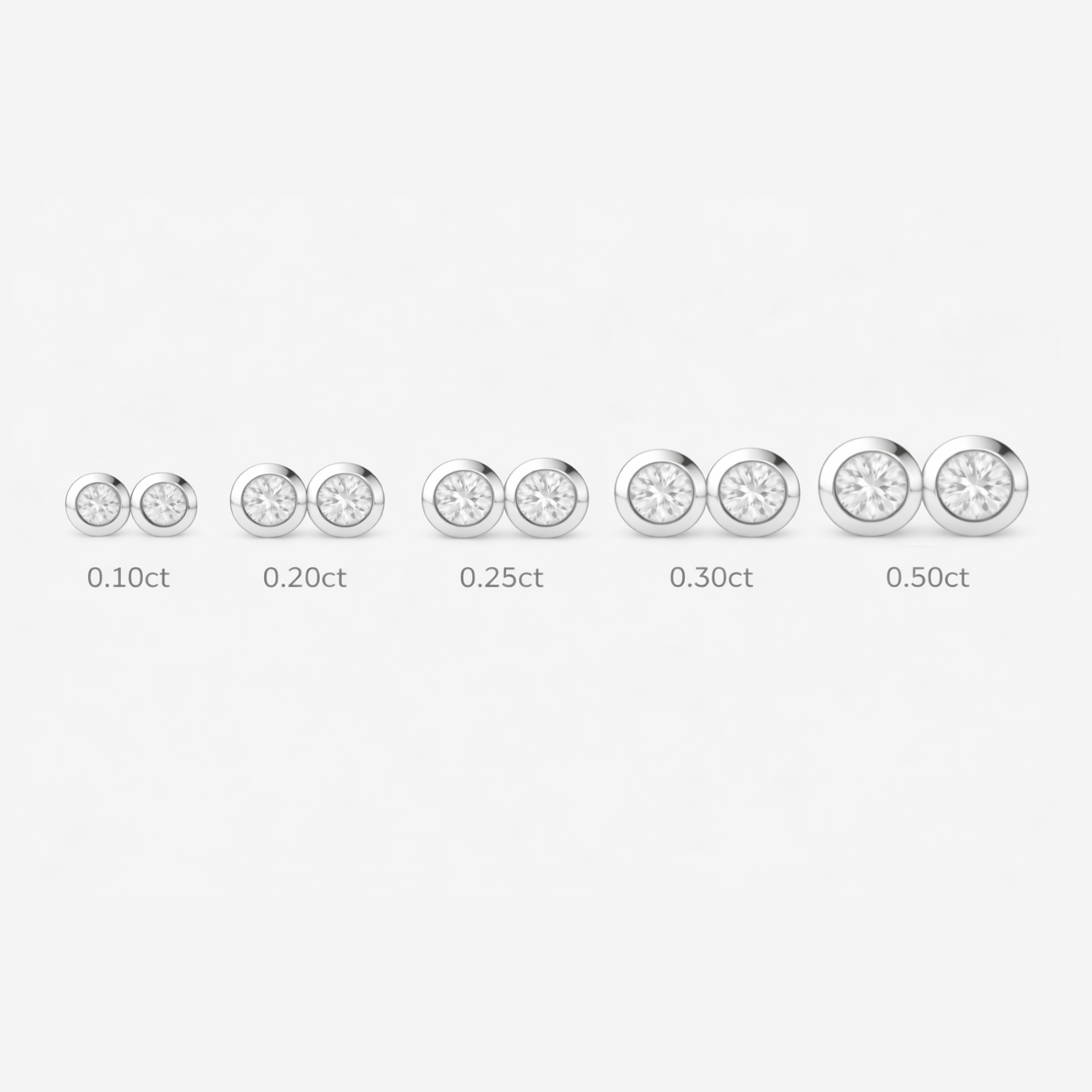 Bezel Set Round Diamond Earrings - 9ct White Gold